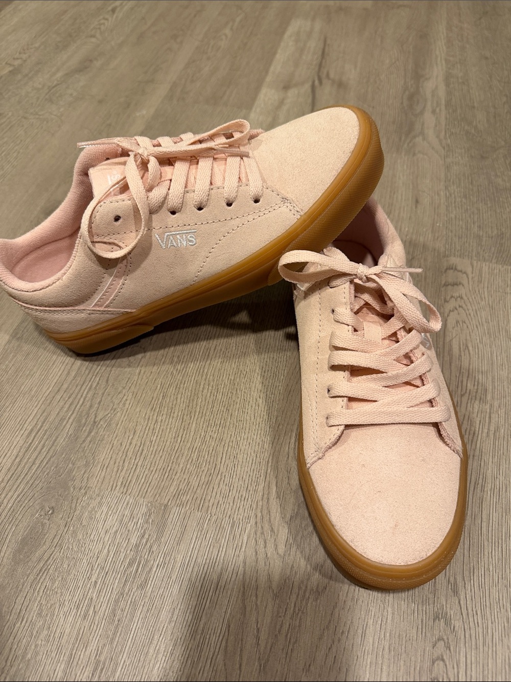 NWOT Vans Pale Pink Suede Sneakers with Gum Sole